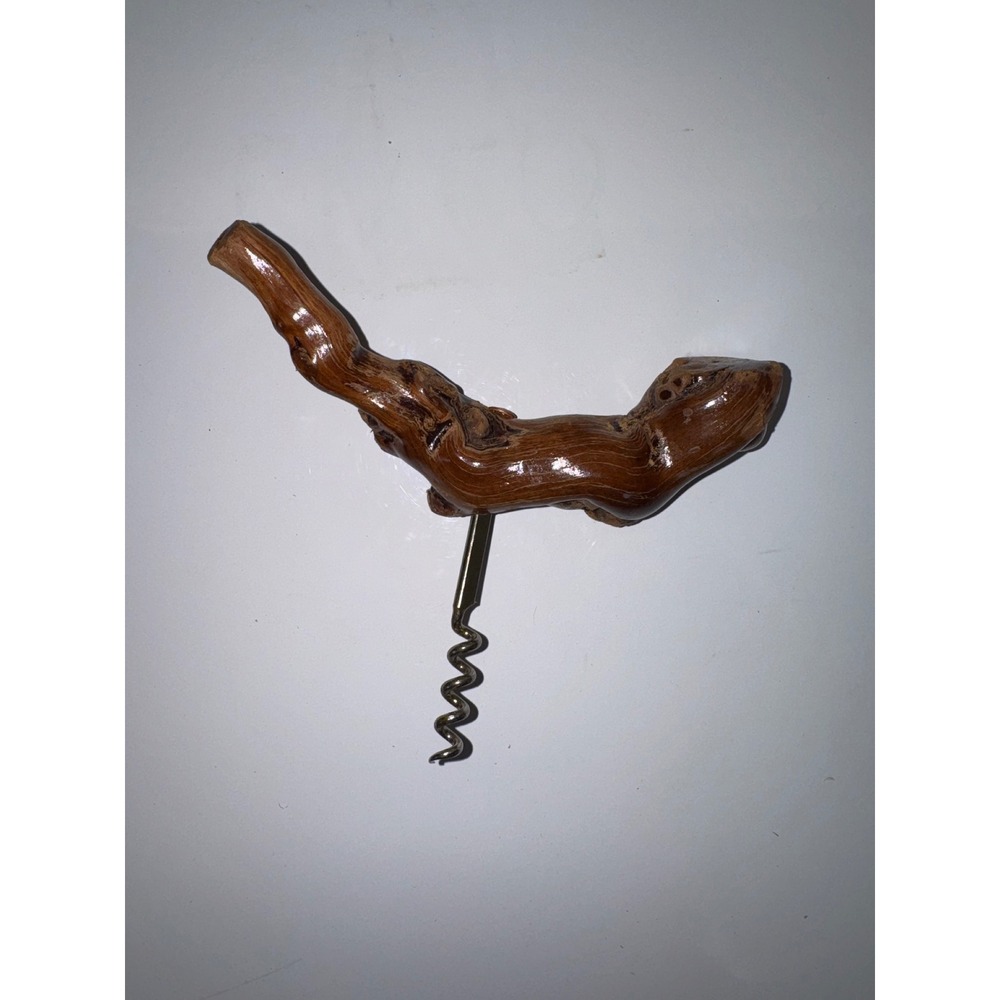 Vintage Handcrafted Grapevine Wood Corkscrew Rustic Natural Vine T-Handle Opener